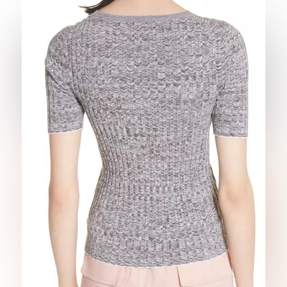 Theory Short Sleeve Marl Rib Crewneck Sweater size small - Picture 3 of 14